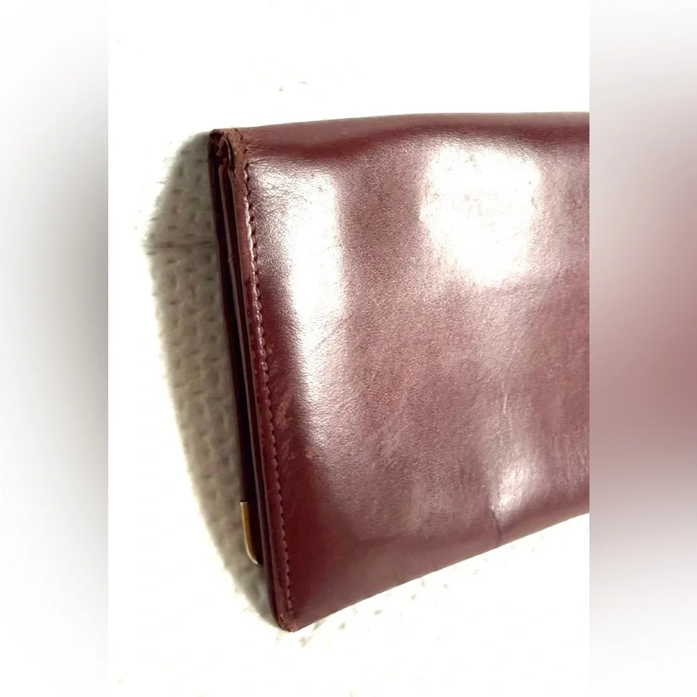 Cartier Must de Cartier Burgundy Leather Long Wallet Vintage Gold Corners